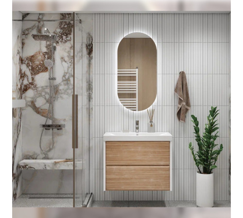 Тумба с раковиной подвесная Velvex Gesso tp.GES.9696.80.2Y белый матовый/дуб сонома, 80 см