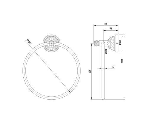 Кольцо для полотенец BRAVAT D7286G-SW, золотой