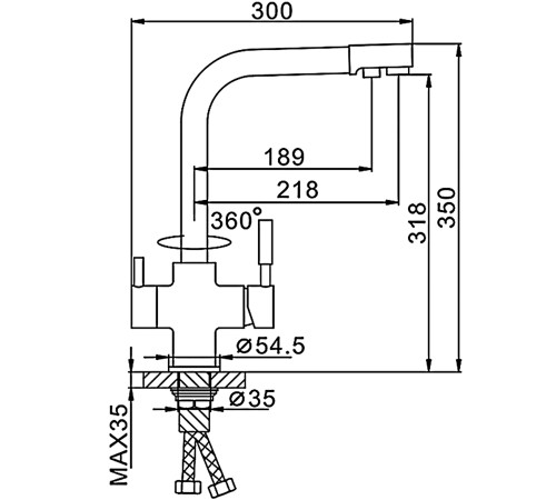 Смеситель для кухни с подключением фильтра FRAP F4352-9, оружейная сталь