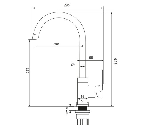 Смеситель для кухни WesnaArt RAY RAY11-110, хром