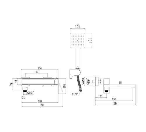 Смеситель для ванны Fmark FS8724-22A, хром