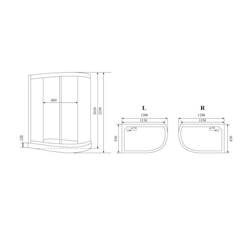Душевая кабина Timo Standart Black T-6602BL, 120x85x220