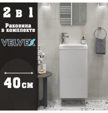 Тумба с раковиной подвесная Velvex Bio tp.BIO.BIO.MAXI.40.1D белый глянец, 40 см