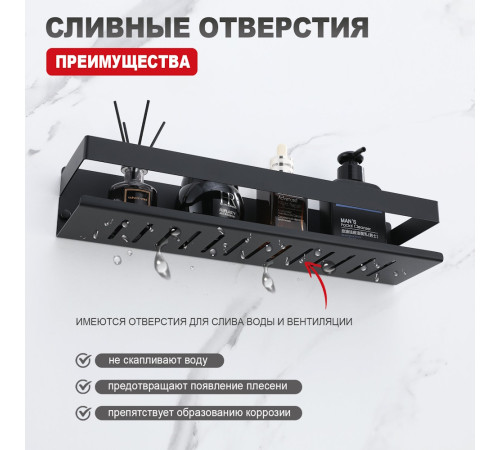 Полка для ванной комнаты Raglo R340.03.06, черный