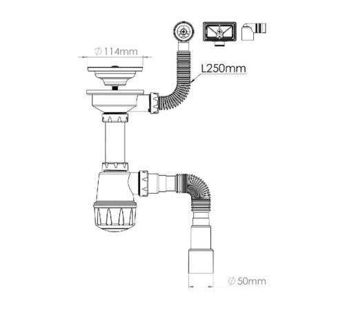 Сифон для кухонной мойки с переливом Nova NV1034