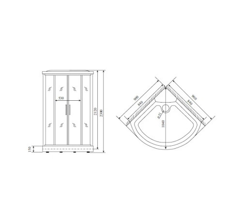 Душевая кабина Timo Lux TL-1502, 90x90x230