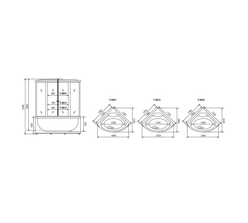 Душевая кабина (душевой бокс) Timo Comfort Clean Glass T-8835C, 135x135x220