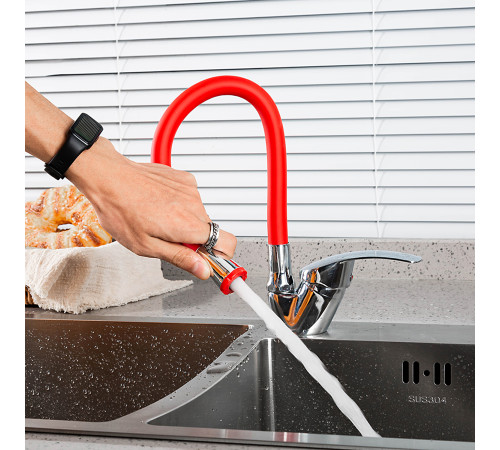 Смеситель для кухни с гибким изливом FRUD R40055-4, хром