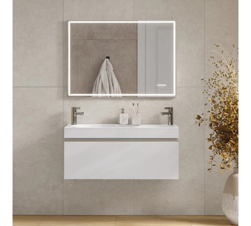 Тумба с раковиной подвесная Velvex Otto tp.OTO.OTT.100.1Y белый глянец, 100 см