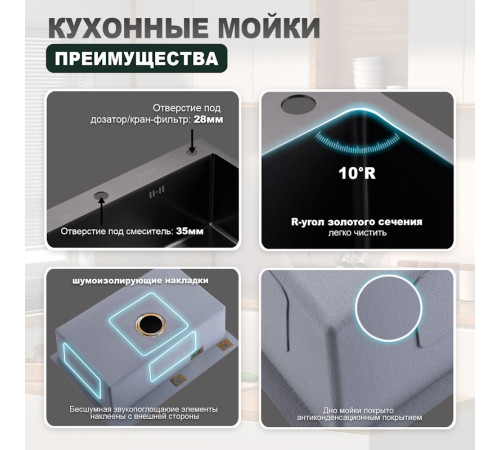Кухонная мойка Splenka S703.7050.09, графит
