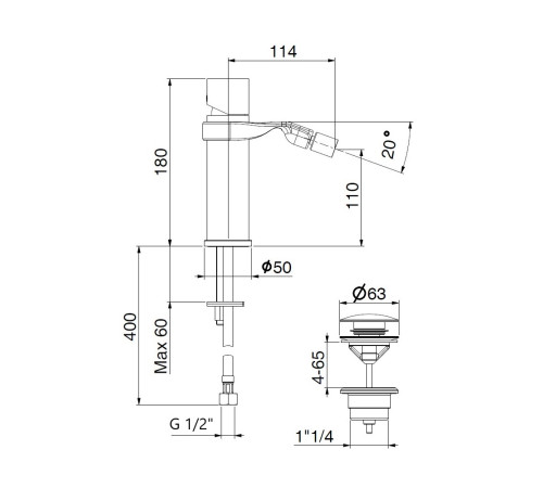 Смеситель для биде Webert ONE-B NB840102441, черный