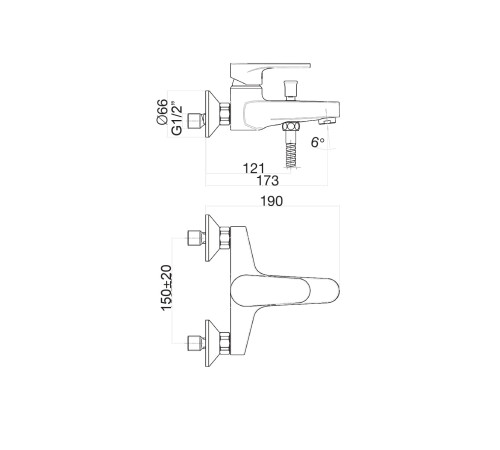 Смеситель для ванны Fiore KYMA 75CR6502, хром