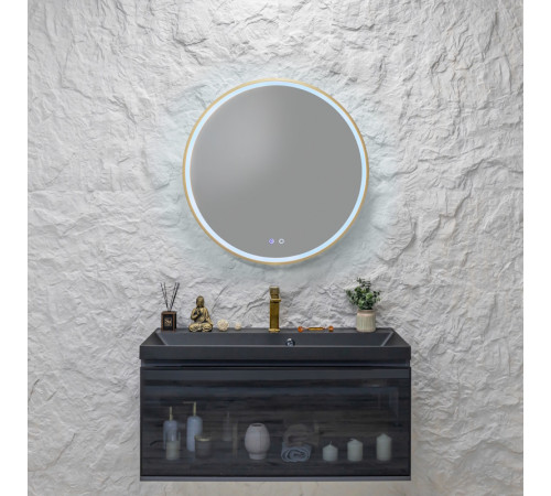Зеркало Silver Mirrors Делуна/Deluna D800 2.2 (TX ,алюм. профиль, цвет золото, подогрев, сенсорный выключатель)