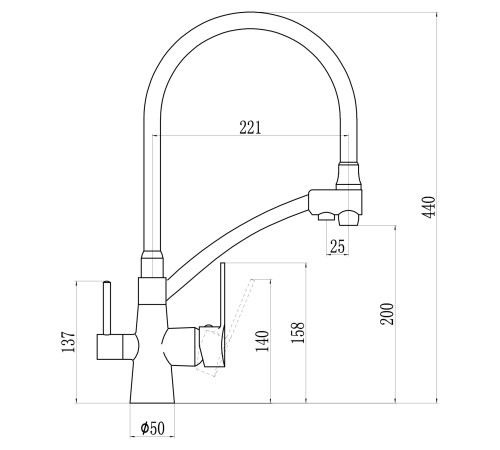 Смеситель для кухни с подключением к фильтру Savol S-L1805-12, хром