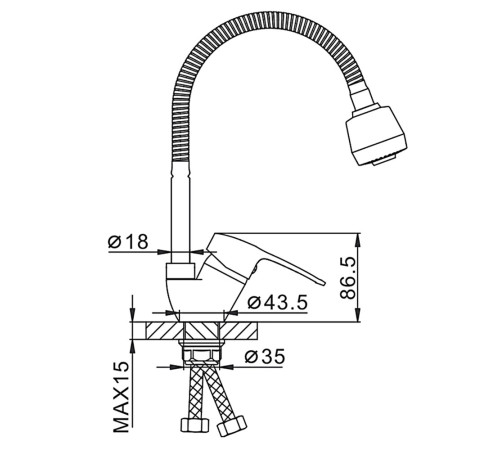 Смеситель для кухни с гибким изливом и режимом душ FRAP F43701-B, хром