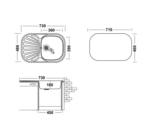 Кухонная мойка UKINOX Галант GAL730.480 -GT8K 2L, 48*73