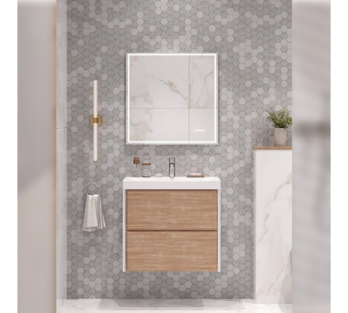 Тумба под раковину подвесная Velvex Gesso tp.GES.9696.70.2Y белый матовый/дуб сонома, 70 см
