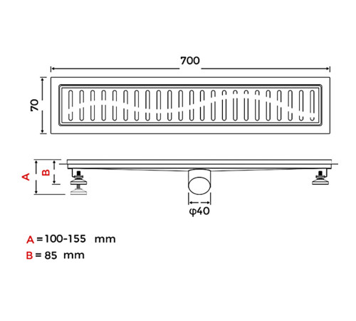 Душевой лоток GAPPO G87007-36, черный