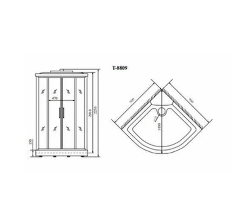 Душевая кабина Timo Comfort Fabric Glass T-8809F, 90x90x220