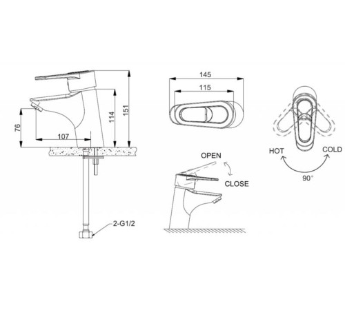 Смеситель для раковины Bravat LOOP F1124182CP-RUS, хром