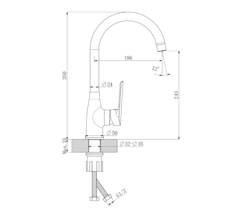 Смеситель для кухни Esko Lagos Gun Metal LG519GM, оружейная сталь