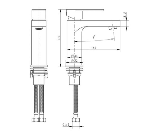 Смеситель для раковины FILARETE Retta FL5030BL, черный