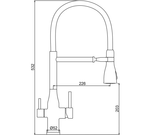 Смеситель для кухни с гибким изливом и подключением фильтра GAPPO G4399-76, черный