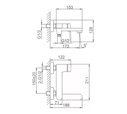 Смеситель для ванны FRAP F3285, хром