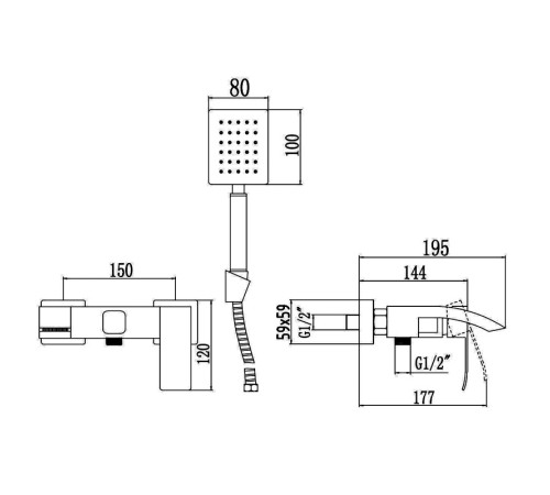 Смеситель для ванны Fmark FS8624Q, графит