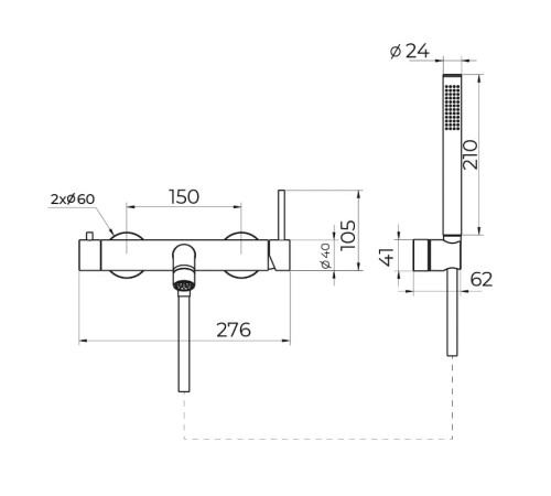 Смеситель для ванны Knotlor SS-23, сатин