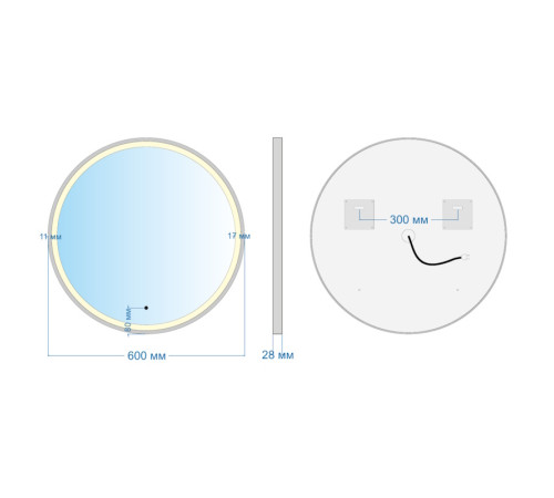 Зеркало Silver Mirrors Делуна/Deluna D600 TX (алюм. профиль, цвет золото, бесконтактный сенсор)