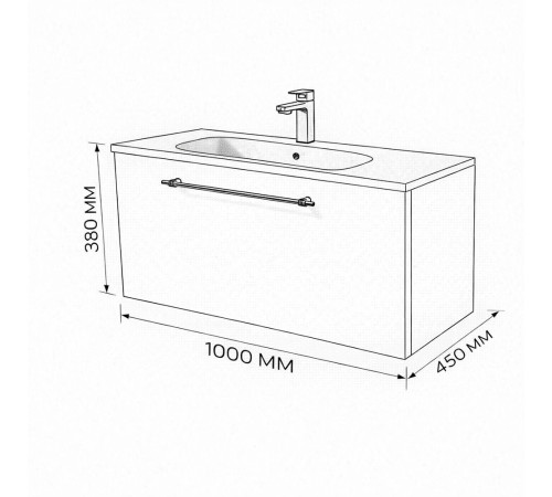 Тумба с раковиной подвесная (100см) Terminus Venta VEN101001300001O, шпон/дуб