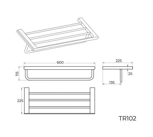 Полка для полотенец Knotlor  TR102RB, бронза
