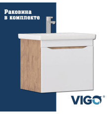 Тумба с раковиной подвесная VIGO Грани tp.GRI.ELI.60.1Y дуб золотой, 60 см