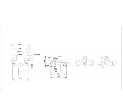 Смеситель для ванны Bravat Rhein F6429564BW-01-ENG, черный