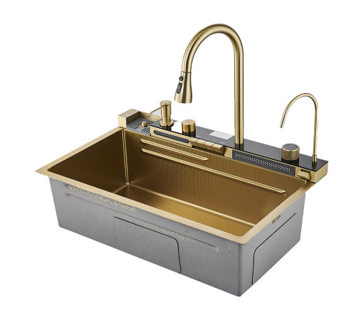 Многофункциональная кухонная мойка Savol S-SC001C, матовое золото