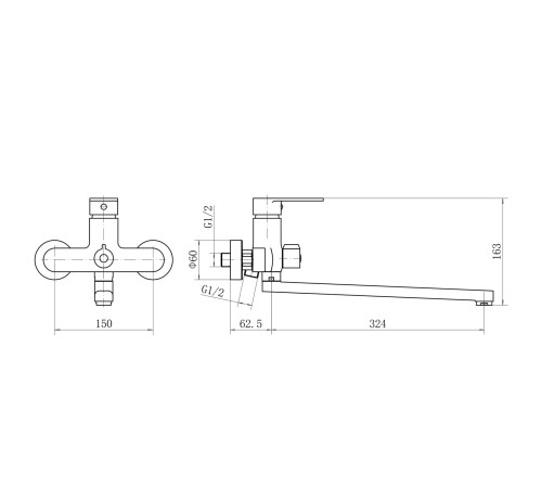 Смеситель для ванны Plstart PD22072, хром