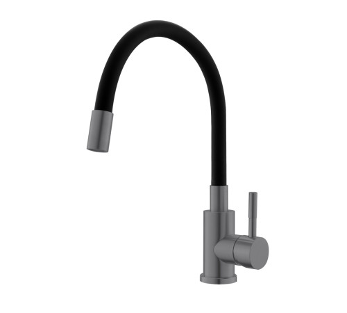 Смеситель для кухни с гибким изливом WesnaArt EKO EKO05-140GunMetal, серый/черный