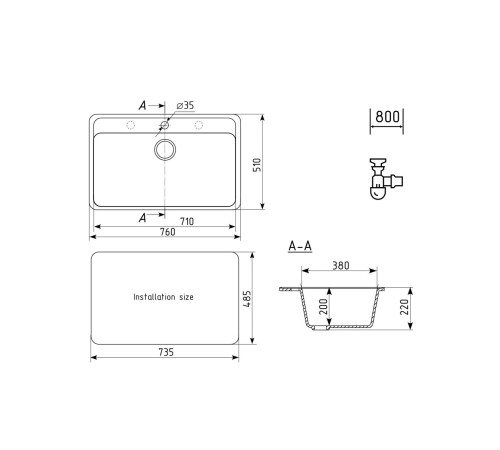Кухонная мойка Ulgran U-600-309, темно-серый