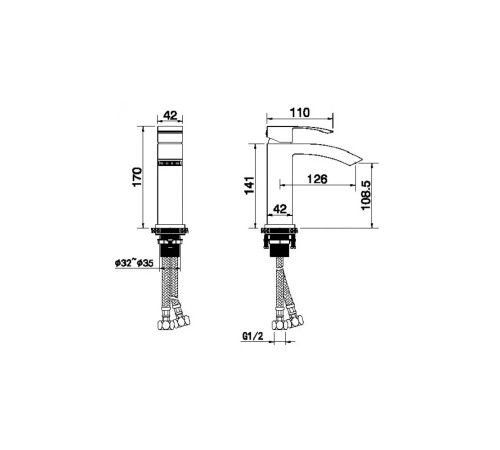 Смеситель для раковины FILARETE Waterfall FL5010BL, черный