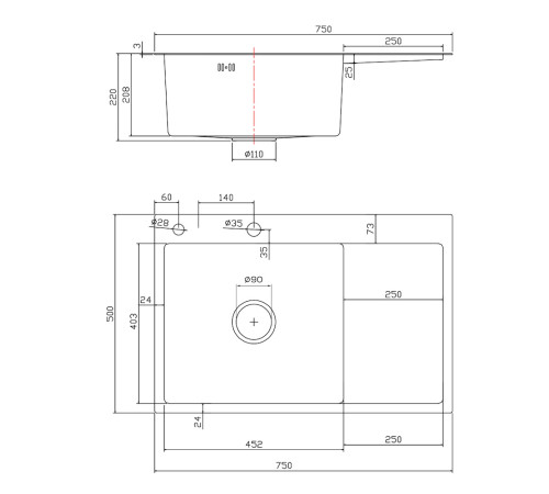 Мойка для кухни Fmark FSC7550L-L, сатин