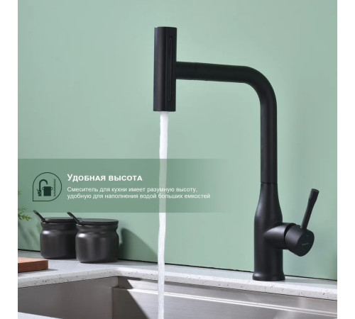 Смеситель для кухни с мультифункциональным изливом Splenka S206.49.06, черный