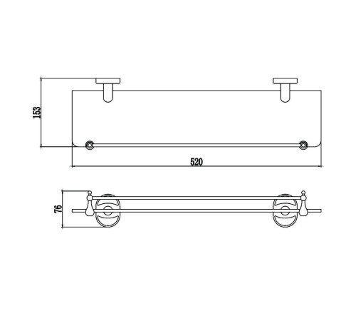 Полка стеклянная Savol S-007091, хром