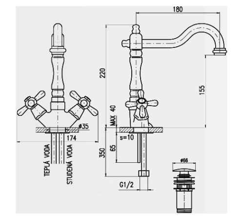 Смеситель для раковины Rav Slezak Morava MK721.5/8