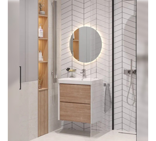 Тумба с раковиной подвесная Velvex Gesso tp.GES.9696.60.2Y белый матовый/дуб сонома, 60 см