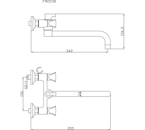 Смеситель для ванны Fmark FM2238, хром