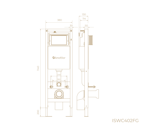Инсталляция для подвесного унитаза Knotlor ISWC402FG (серия 1), бирюзовый