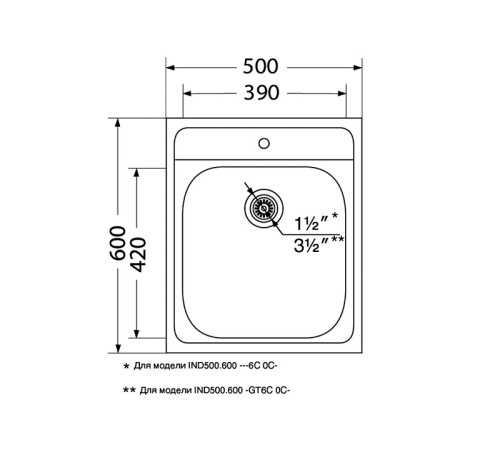 Кухонная мойка UKINOX Иннова IND500.600 -GT6C 0C-, 60*50