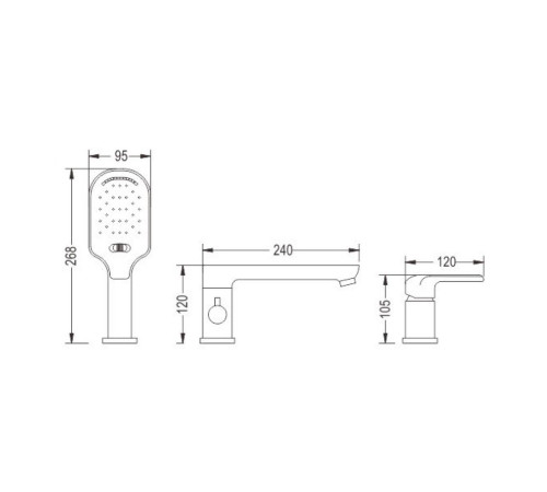 Смеситель на борт ванны Rose R2112F, белый/хром