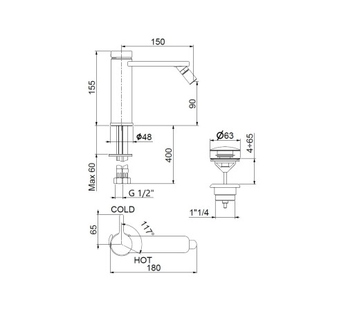 Смеситель для биде Webert Coral CO840102015, хром
